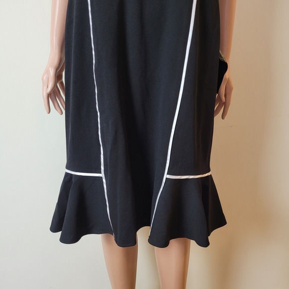 Focus Shani Ponte Dress Women's 16 Sheath black white Flutter Ruffle Short Mini. - Picture 7 of 16